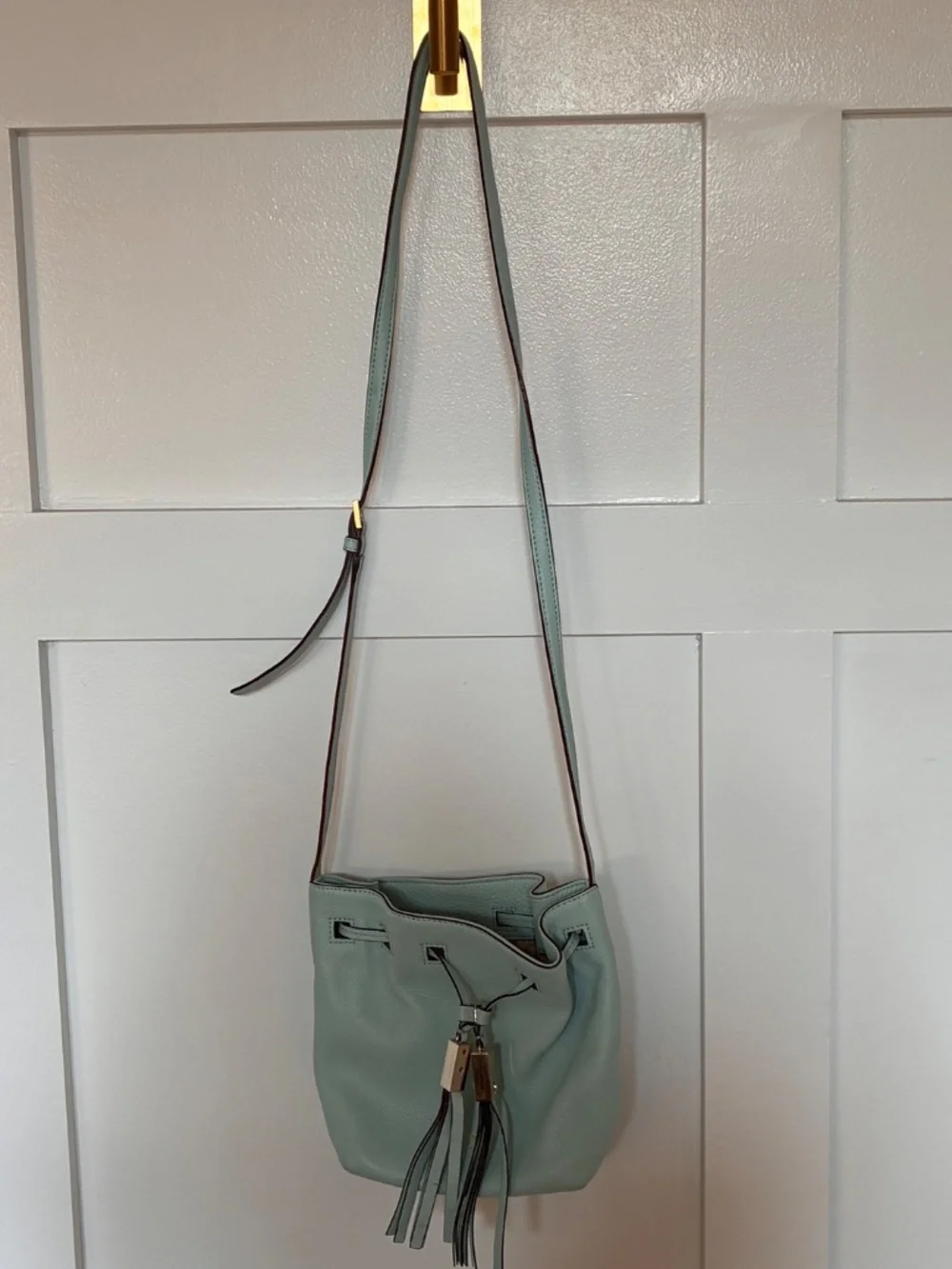 Kate Spade Grace Blue Grey Street Cooper bucket crossbody